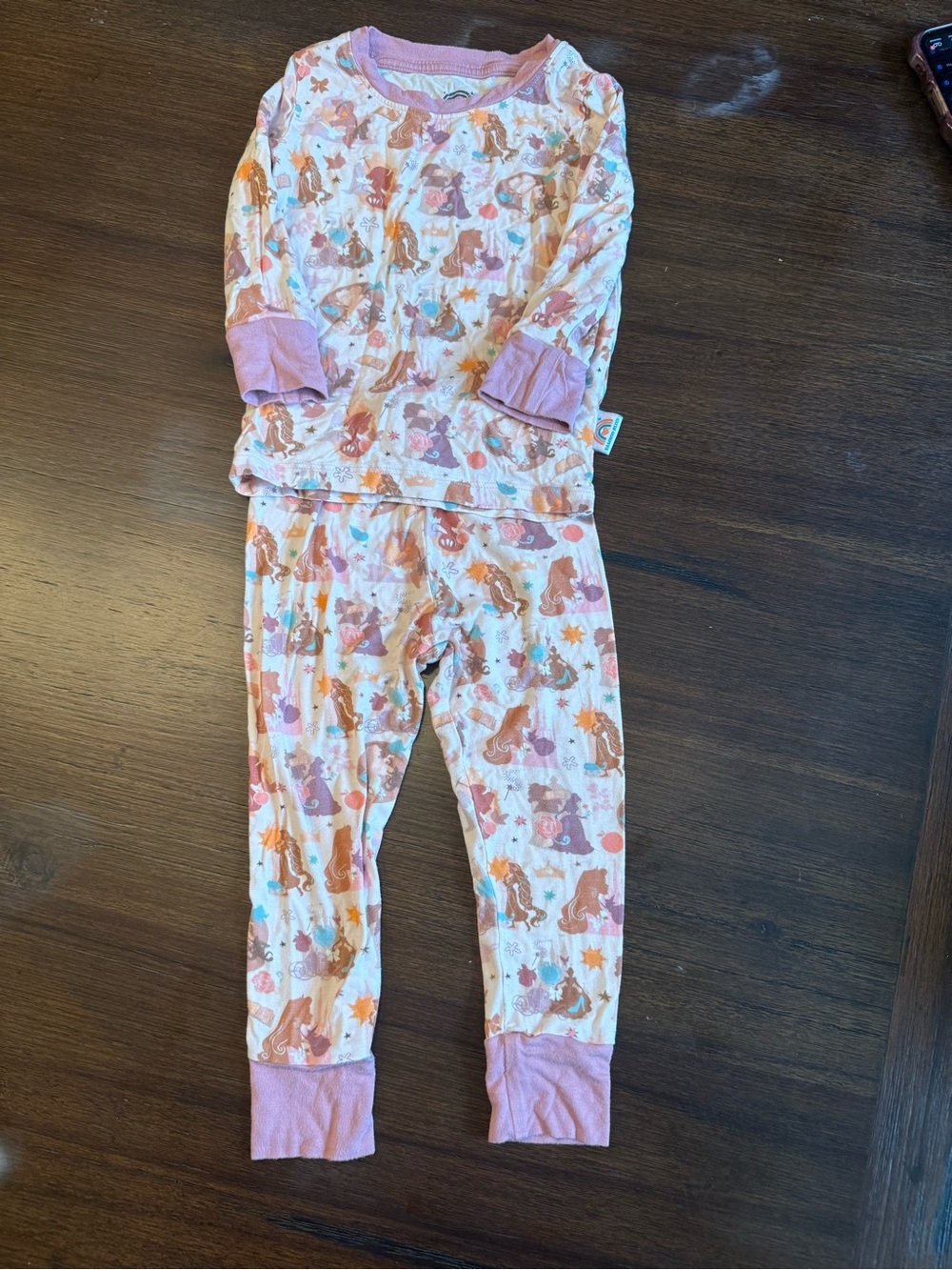 Kids Long Sleeve princess  Pajama Set - Pink bamboo bliss